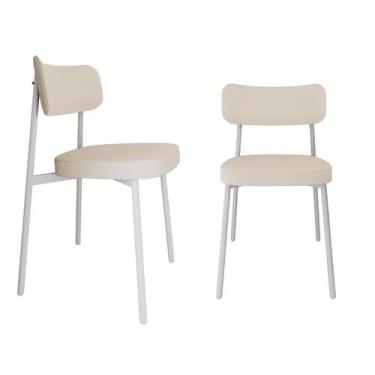 Imagem de 2 Unidades Cadeira Alloa fixa C/4 Pés 50 X 44,7 X 83,8 cm Pés Brancos 