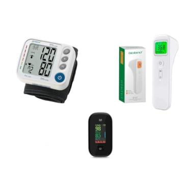 Imagem de Kit Termometro Infravermelho + Med De Pressão + Oxim De Dedo