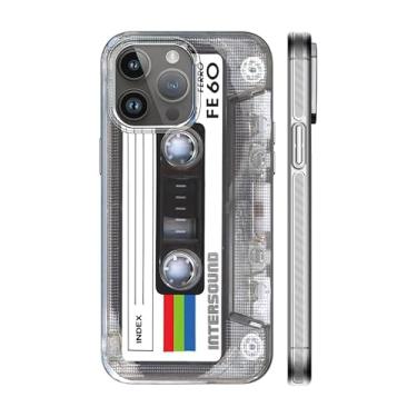 Imagem de KIOMY 【Versão 3D】 Capa para iPhone 14 Pro, efeito 3D prata com design de fita cassete, música clássica retrô tipo anos 80 IMD à prova de choque capa protetora de silicone à prova de choque legal
