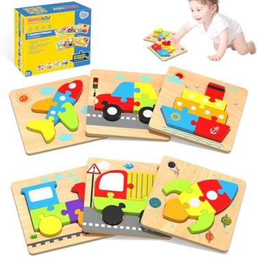 Imagem de Blocos Montar de Madeira Quebra-Cabeças Montessori Educativos Brinquedos Infantis 6 Formas