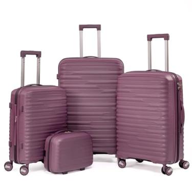 Imagem de Conjunto Jogo Malas De Viagem PMG+Frasqueira Polipropileno De Bordo 10Kg Anac Pequena, Média 23Kg, Grande 32Kg E Frasqueira Rígida 8 Rodas 360 Resistente (ROXO, 4-Peças (P/M/G/PP))
