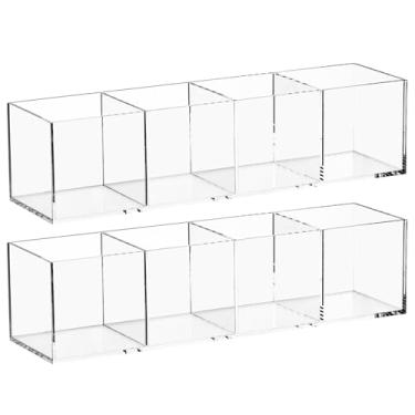 Imagem de dedoot Organizador de gaveta de acrílico com 4 seções de plástico transparente para maquiagem, recipiente de armazenamento, cubo de acrílico para pincel de maquiagem, acessórios de beleza, 25 x 6 cm