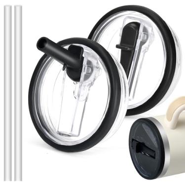 Imagem de 2 pacotes de substituição de tampa de canudo de 850 g compatível com Stanley Quencher, substituição de tampa à prova de vazamento para Stanley H2.0 FlowState Tumbler de 850 g, tampa à prova de