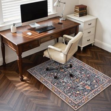 Imagem de Anidaroel Tapete de cadeira de escritório de 91,4 cm x 122 cm para piso/azulejo de madeira, tapete antiderrapante para cadeira de computador, tapetes de mesa vintage, tapetes de escritório de pássaros