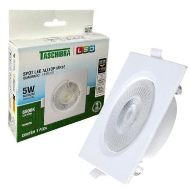 Imagem de Spot Led Quadrado Embutir 5W MR16 Luz Branca 6500K - TASCHIBRA