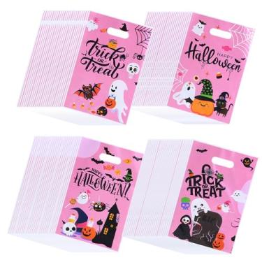 Imagem de Sacos de presente de Halloween com alças, sacolas de brindes de Halloween para crianças, sacolas de presente de doces de plástico para decorações de festa de Halloween, lembrancinhas (cor 5)