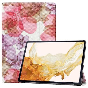 Imagem de Capa inteligente para Samsung Galaxy Tab S10 Lite / S10 FE / S9 FE 10,9 polegadas, capa inteligente Ratesell leve com três dobras com flor despertar/dormir automática