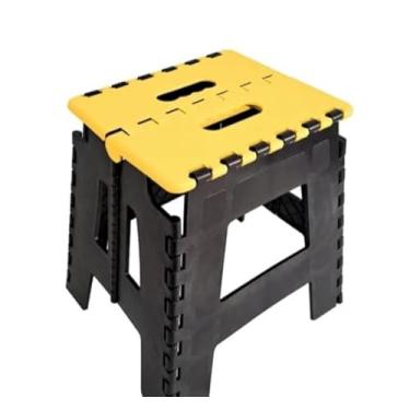 Imagem de Kit 3 Banquinhos Banqueta Dobrável De Plástico Até 100 Kg Resistente Para Viagem(3x Amarelo)