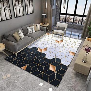 Imagem de Tapete antiderrapante tapete 3D bloco de losango tapete geométrico quarto borda tapete de estar A-140 * 200cm (cor: B, tamanho: 120 * 160cm)