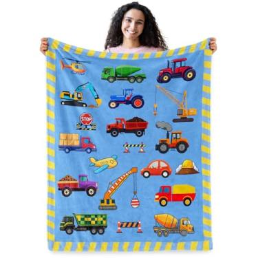 Imagem de Cobertor de caminhão, escavadeiras, carros, brinquedos, presentes para crianças, cobertor macio para decoração de quarto de meninos e meninas, cobertores aconchegantes presentes de Natal e aniversário