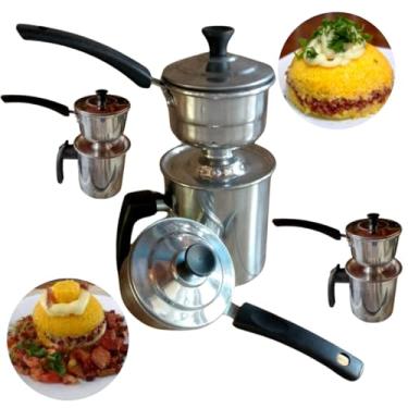 Imagem de Cuscuzeira Individual Alumínio Polido para Cuscuz e Cozimento a Vapor – Utensílio de Cozinha Compacto e Prático – Ideal para 1 Pessoa – Resistente, Durável, Fácil de Limpar, Versátil, Rápido e Durável