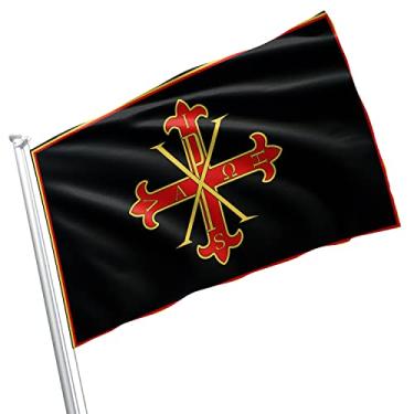 Imagem de Bandeira da Ordem Constantina Militar Sagrada de São Jorge Bandeira de 0,9 x 1,5 m Cor vívida Ilhós de latão com costura dupla (Ordem Constantina de São Jorge horizontal preto)