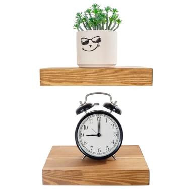 Imagem de BGMG Prateleiras flutuantes de madeira para parede, conjunto de 20 cm, prateleiras de parede de madeira rústica para sala de estar, quarto, cozinha, fazenda, 20 x 17 x 3 cm, carvalho dourado