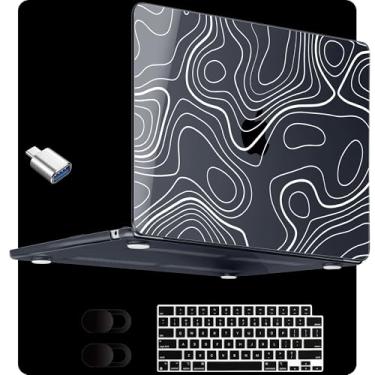 Imagem de MEEgoodo Capa para MacBook Air de 13,5 polegadas M4/M3/M2 2025 2024 2022 (compatível com o modelo A3240/A3113/A2681), capas transparentes para laptop MacBook Air de 13 polegadas, mapa topográfico