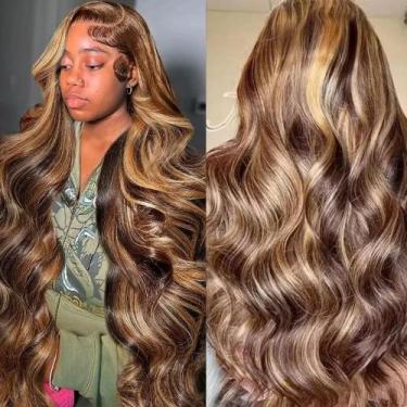 Imagem de Perucas frontais de renda Durgio Honey Blonde Ombre Highlight 30"