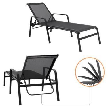 Imagem de Kit 2 Espreguiçadeiras Sevilha Tela Sling Alumínio Para Piscina Praia 