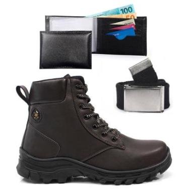 Imagem de Kit Bota Masculina Adventure Com Carteira Cinto Trilha Tracking Resistente Confortavel Solado Antide-Masculino
