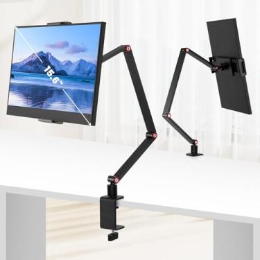 Imagem de Suporte de tablet para iPad, suporte de monitor portátil máximo de 15,6 polegadas, suporte de mesa com base de rotação de 360°, serve para telefone máximo de 4,7 a 12,9 polegadas, Kindle, Fire HD