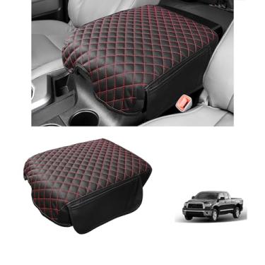 Imagem de Capa de console central para Toyota Tundra 2007-2013 & Sequoia 2008-2022 protetor de tampa do console central capa de descanso de braço com bolsos laterais couro antiarranhões acessórios interiores
