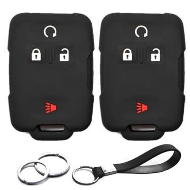 Imagem de Capa de silicone INFIPAR com 2 peças, protetor de controle remoto sem chave compatível com 2019-2007 Chevrolet Colorado Silverado GMC Canyon Sierra 1500 2500 3500 HD M3N-32337100