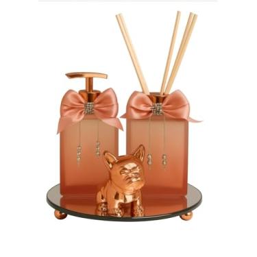 Imagem de Kit Frascos foscoRose Glam – Aromatizador de Ambiente +Varetas Difusoras +Saboneteira Pum-up 200ml