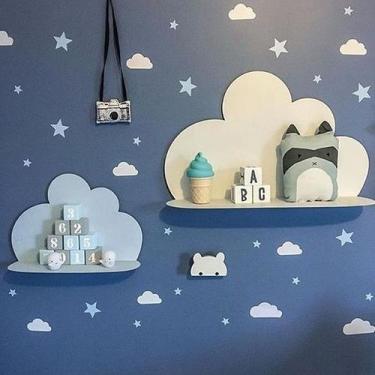 Imagem de Adesivo de Parede Infantil Nuvem e Estrela - 50 Adesivos - no-brand