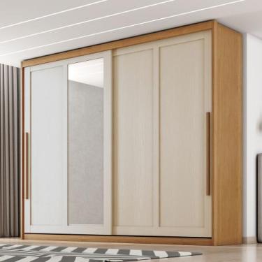 Imagem de Guarda Roupa Casal com Espelho 2 Portas de Correr em MDF Atraente Zanz