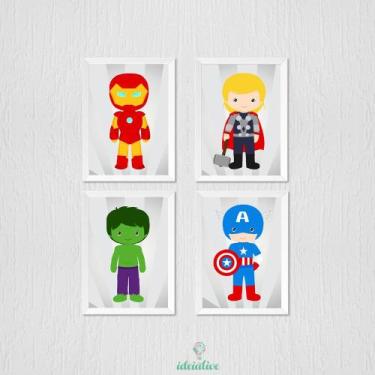 Imagem de Quadro Infantil Super Heróis Vingadores - Homem de Ferro e Hulk - 23x3