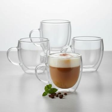 Imagem de Kit 12 Canecas de Vidro Borossilicato Duplo, Térmicas, Transparentes, 250ml, 9cm Altura, Parede Dupla, para Bebidas Quentes e Frias