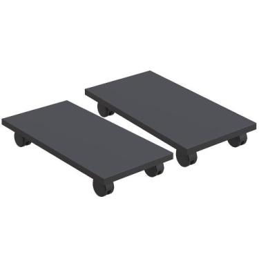 Imagem de Kit 02 Suportes Para Cpu Com Rodízios Cyber L03 Preto - LYAM DECOR