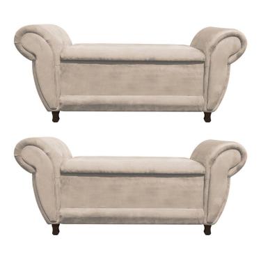 Imagem de Kit 02 Recamier Com Baú Itália Suede Bege