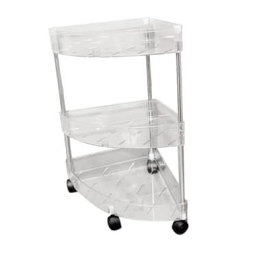 Imagem de ＫＬＫＣＭＳ Carrinho de armazenamento com rodinhas, organizador de prateleiras de cozinha, prateleira de pé multicamadas para banheiro, armário, cozinha, 3 Camadas