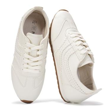 Imagem de Project Cloud Tênis feminino de couro descalço – Tênis feminino com cadarço de espuma viscoelástica – leve e antiderrapante – Tênis feminino moderno para o dia todo (tigre), Branco, 40