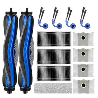 Imagem de Jpbaisqic Kit de acessórios para aspirador robô ECOVACS DEEBOT X11 OmniCyclone: 14 peças de reposição 2 escovas principais, 1 rolo de esfregão, 4 escovas laterais, filtros 4HEPA, 4 sacos de poeira
