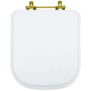 Imagem de Tampa de Vaso Laqueado Axis Branco para bacia Deca com Ferragem Dourada