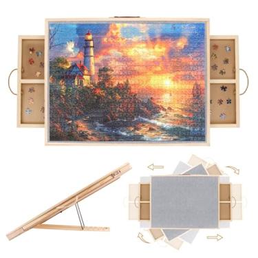 Imagem de Quadro de quebra-cabeça com gavetas, quebra-cabeça de 1500 peças, 87 x 70 cm