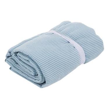 Imagem de Toalha de Praia, Toalha em Microfibra 80 X 130 Cm Tamanho Grande Secagem Rapida(AZUL CLARO C/LISTRA)