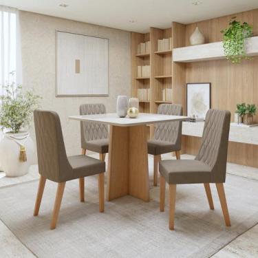 Imagem de Conjunto Sala de Jantar 4 Lugares Quadrado Tampo Vidro/MDF Mesa Celebr