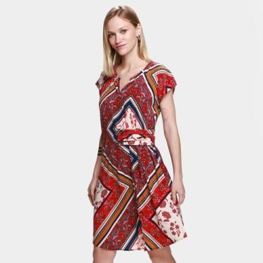 Imagem de Vestido Top Moda Evasê Curto Estampado, Vermelho, P