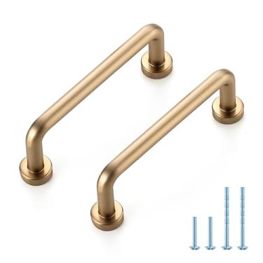 Imagem de JOY DECOR Puxadores de armário – Orifício central de 7,6 cm, bronze champanhe, pacote com 15, alças de armário de liga de zinco para gavetas e armários – Ferragens de estilo vintage para cozinha