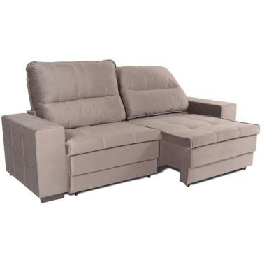 Imagem de Sofá Retrátil e Reclinável 3 Lugares Rincão Elantra Veludo Cinza, 230 cm