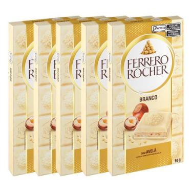 Imagem de Chocolate Ferrero Rocher Branco Avelã Kit 5 Barras de 90g