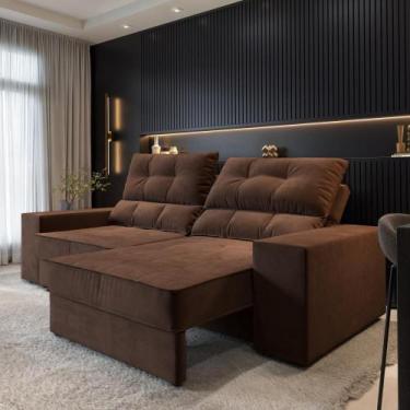 Imagem de Sofá Larissa 4 Lugares Suede 230cm - CIALAR MÓVEIS, Marrom