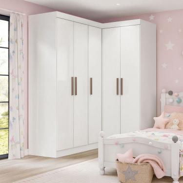 Imagem de Guarda-Roupa Infantil Modulado Andes 5 Portas 12 Prateleiras Branco - Pnr Móveis