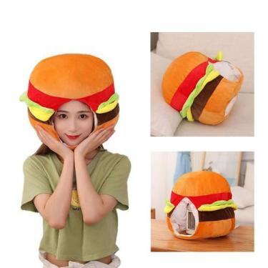 Imagem de Chapéu BEESUM Hamburger Plush Food Dress Up para festa de Halloween