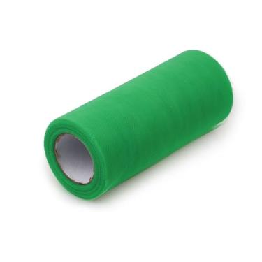 Imagem de Rolo de tecido de tule de fita de tule verde 15,8 cm por 25 metros para decoração de tecido verde DIY suprimentos de artesanato