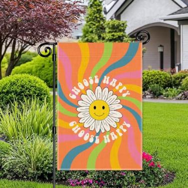 Imagem de Choose Happy Garden Flag, Outdoor Indoor Peace Sunflower Garden Yard Home Room Banner Outside Decorative Sign, Gifts for Mom Sister Family Roommates BBF
