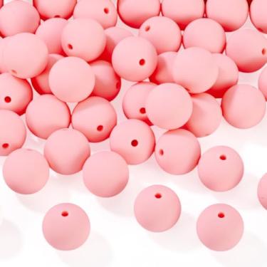 Imagem de 50 contas de silicone 15 mm contas focais redondas de silicone de borracha espaçadores soltos para canetas com contas, chaveiro faça você mesmo, colar, pulseira da amizade, joias, artesanato, furo de