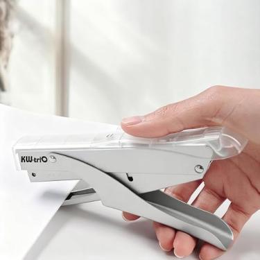 Imagem de Grampeador de alicate transparente, capacidade para 10 folhas, grampeador de aço resistente