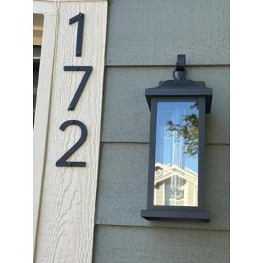 Imagem de Números de casa de acrílico autoadesivos de 12 cm - Números de caixa de correio pretos modernos para casa, apartamento, escritório, quarto de hotel - Fácil instalação (1)